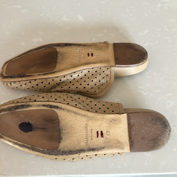 Halmanera Tan Laser Cut Accents Italian Leather Mules Size 9.5 - Picture 6 of 10
